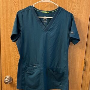 Healing Hands Blue V-Neck Scrub Top